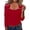 Red, variant on Knit Pullover Sweater Winter Autumn Square Neck Button Down Top Soft Stretch Casual Blouse Tunic Long Sleeve Shirt