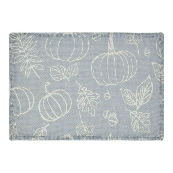 VHC Brands Silhouette Pumpkin Autumn Fall Tabletop Seasonal Grey Placemat Set of 2 - Dining Halloween Decor 13x19