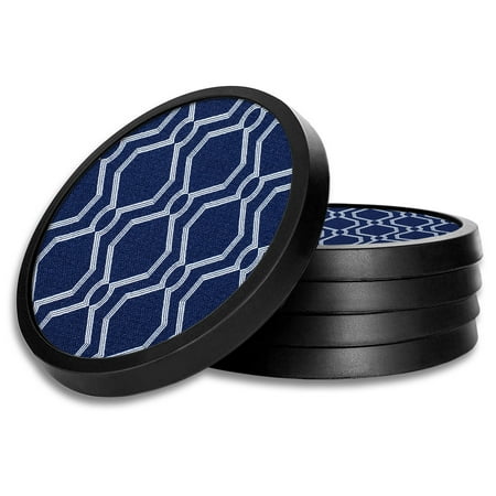 

Silicone Non-Slip Drink Coasters with Removable Printed Absorbent Felt Pad - Set of 4 - Geometric