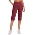 thumbnail image 4 of Hurxie High Waisted Leggings for Women Tummy Control Soft Yoga Pants Womens Gym Workout Running Leggings Wine,S, 4 of 7