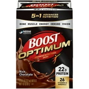 Angle View: Boost Optimum Advanced Nutritional Drink Rich Chocolate, 8 fl oz Bottles, 16 Count