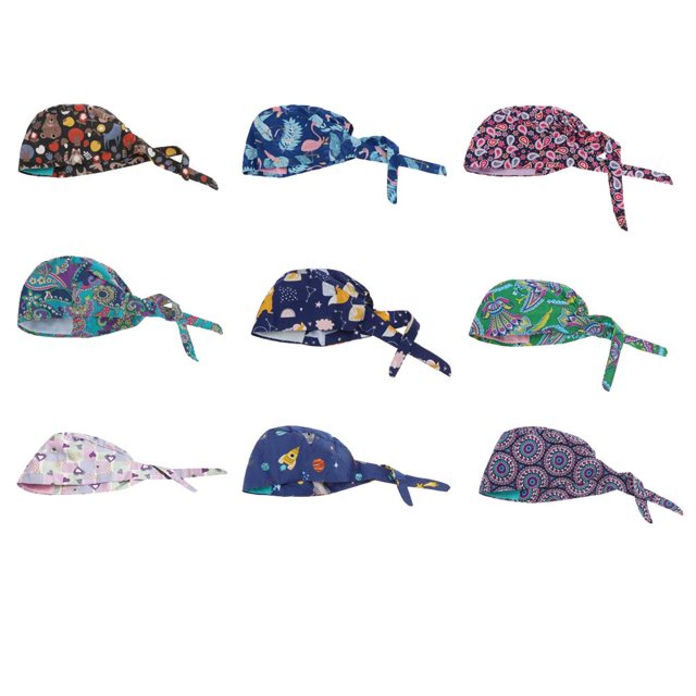 9 Piezas De Para Mujer Para Hombre, Gorro De Enfermera, Gorro, Gorro De Quimioterapia, Gorro De Macarena Cap de fregado ajustable unisex