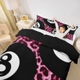 thumbnail image 2 of Erosebridal Pink Leopard Cheetah Print Duvet Cover Set,Billiard Sport Ball Games Bedding Full For Girls Teens 3 Pieces,No Comforter,Reversible, 2 of 6
