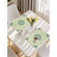 thumbnail image 5 of Green Floral Placemats Set of 6, round Floral Ethnic Abstract Patterned Placemats for Dining Table, Place Mats for Kitchen Tabletop, Waterproof Wipeable Dining Table Mats Set, 5 of 9