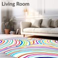 thumbnail image 2 of ODIKA 2'x3' Machine Washable Non-Slip Area Rug, Prismatic Waves Celebration Motif High Traffic Rug with Pad, Red, 702948, 2 of 8