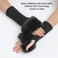 thumbnail image 2 of 2 pares de guantes peludos sin dedos con orificio para el pulgar, calentadores de brazos de punto, mitones para mujeres, para escribir, enviar mensajes de texto y conducir., 2 of 9
