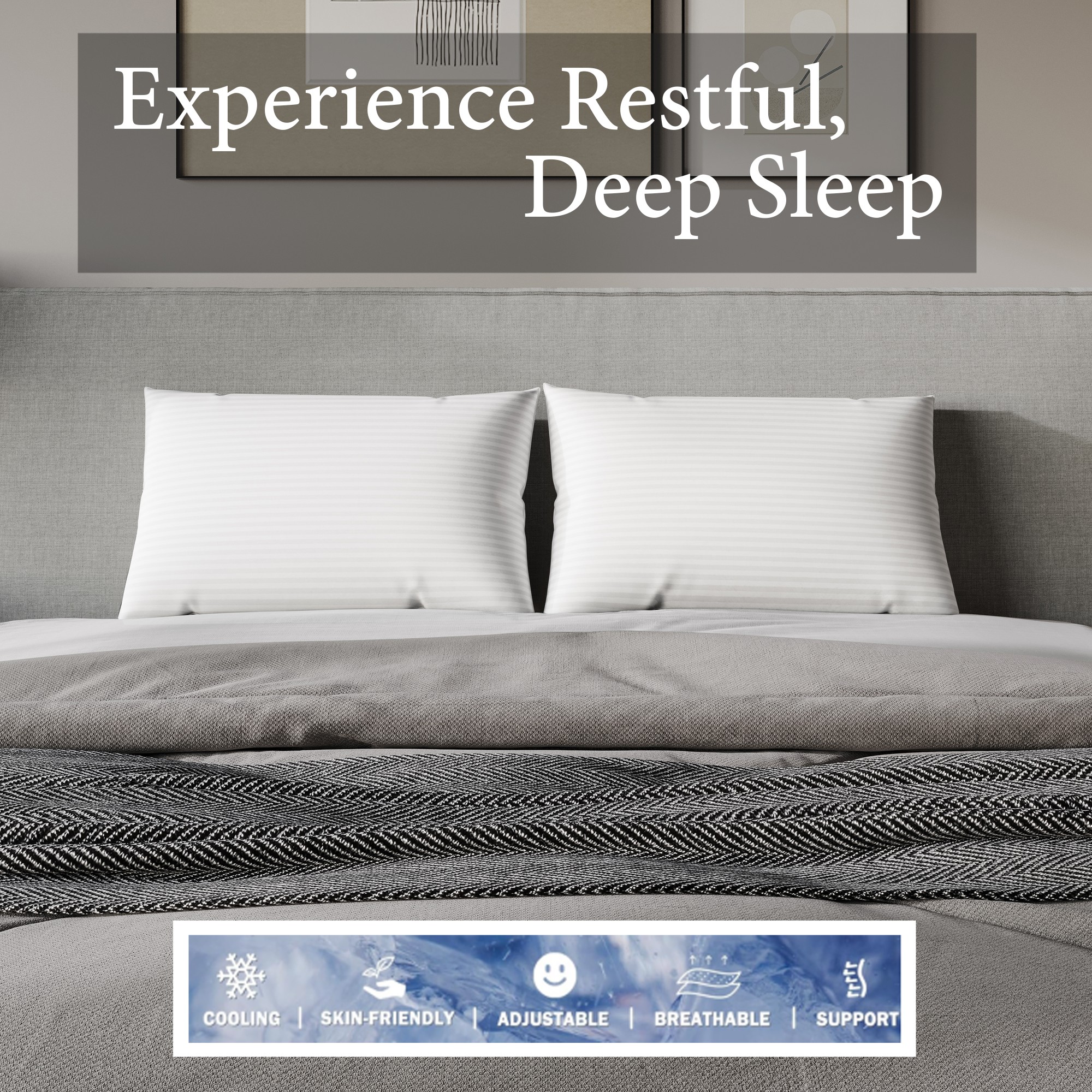 Home Design Windsor King Size Bed Pillows (Set of 2) – Down Alternative Microfiber Hotel Pillows