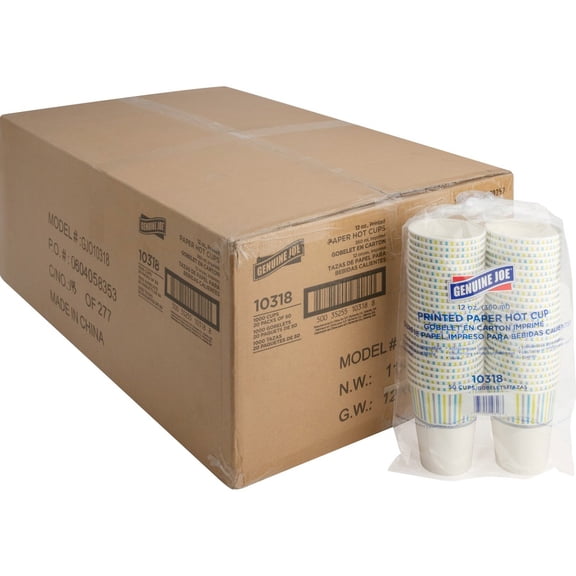 Genuine Joe, GJO10318CT, Hot Cup, 1000 / Carton, Assorted, 12 fl oz