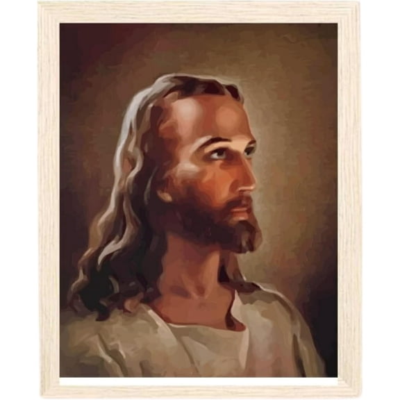 Jesus Portrait Wall Art - Inspirational Religious Painting Print - Christian Decor for Home & Gift Ideas