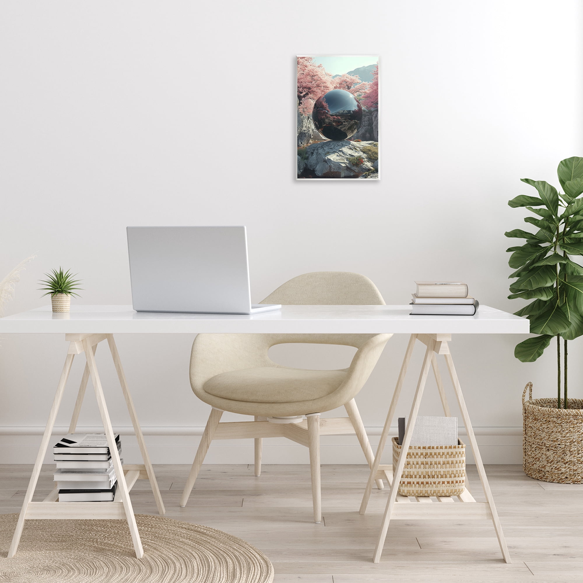Stupell Industries Surreal Reflective Ball Landscape Painting Unframed Art Print Wall Art, 10 x 15