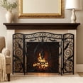 thumbnail image 6 of Benjara Fireplace Screen- Scrollwork Mesh Design- Iron w Black- Silver Finish, 6 of 9