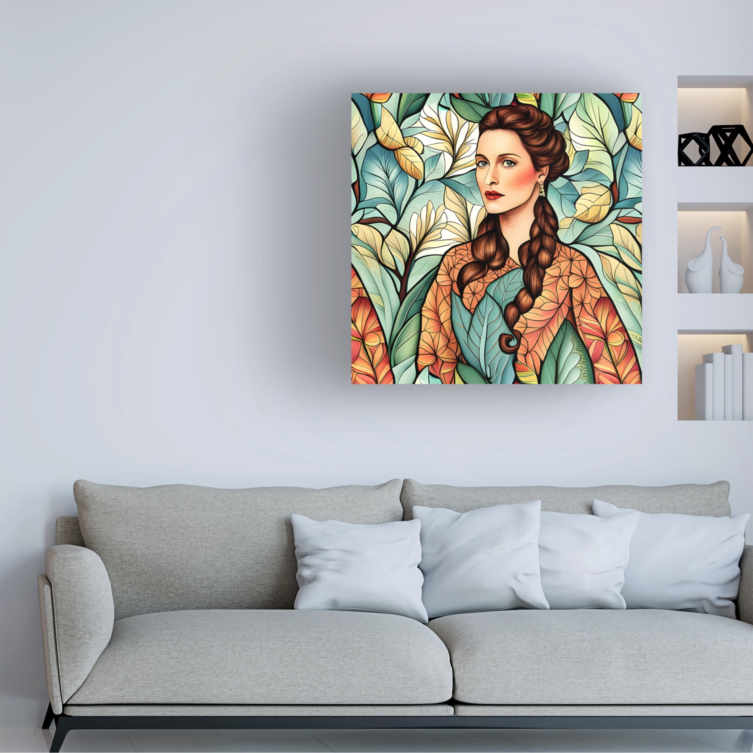 Canvas Wall Art - Tina Lavoie 'Woman Of The Leaves' Wall Art for Living Room, Bedroom, or Office DÃ©cor by Trademark Fine Art - 14 x 14 Inches
