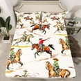 thumbnail image 2 of Manfei Rustic Western Cowboy Twin Sheet Sets,Farm Animal Horse Twin Fitted Sheet,Country Farmhouse Flat Sheet For Boys Kids,Microfiber Bedroom Decor,3-Piece, 2 of 7