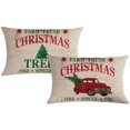 thumbnail image 1 of 2Pack Christmas Throw Pillow Cushion Covers 12x20 Inch Farm Fresh Xmas Tree with Red Truck Home Decorative Rectangular/Waist Pillowcases for Christmas Decor, 1 of 5