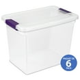 thumbnail image 1 of Sterilite 26 Liter ClearView™ Latch Box, Small Clear Plastic Storage Bin with Lid and Purple Latch, 6 Pk, 1 of 6