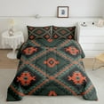 thumbnail image 2 of jejeloiu Green Orange Rhombus Full Size Comforter Sets,Boho Exotic Geometric Bedding Comforter Set,Rustic Aztec Triangle Bedding Sets For Adults,Super Cozy Room Decor Reversible,3-Piece, 2 of 8