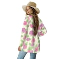 thumbnail image 2 of Garronmavis Women's Lightweight Open Front Cardigans Plus Size Long Sleeve Kimono Cover Ups for Women Beach Cardigan Sweater Jacket Pink Roses, 2 of 6
