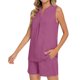 thumbnail image 1 of Camiseta de Manga Corta con Cuello en V para Mujeres con Pantalones Cortos de Bolsillo, Pantalones Casuales Y el Conjunto Superior para las Mujeres, 1 of 5