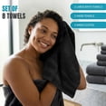 thumbnail image 6 of Utopia Towels 8 Piece Towel Set – Super Absorbent & Quicker-to-Dry, Thick 100% Ring Spun Cotton Towels for Bathroom, Spa & Hotel – 2 Bath, 2 Hand, 4 Washcloths, Black, 6 of 9