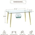 thumbnail image 3 of StnTalk 51" Minimalist Glass Dining Table, Modern Tempered Glass Top Kitchen Table with Gold Metal Legs, Space-Saving Desk for Small Spaces, Apartment & Home Office, 3 of 7