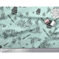 thumbnail image 3 of Soimoi Green Modal Satin Fabric Pirate Ship & Telescope Map Printed Craft Fabric by the Yard 42 Inch Wide, 3 of 3