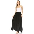 thumbnail image 5 of Sakkas Zarah Women's Boho Embroidery Gypsy Skirt with Lace Elastic Waist Pockets - Black - Plus Size, 5 of 5