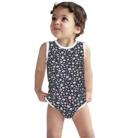 

Vsdgher Daisies Flowers Print Baby Unisex Baby Cotton Sleeveless Bodysuits Soft and velvety comfortable and breathable