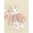 thumbnail image 3 of ITFABS Robe Fille Cache-Jambes Imprimé Lapin Dessin Animé Fleurs Maille Fil Ourlet Ample Robe Décontractée Mignonne, 3 of 9