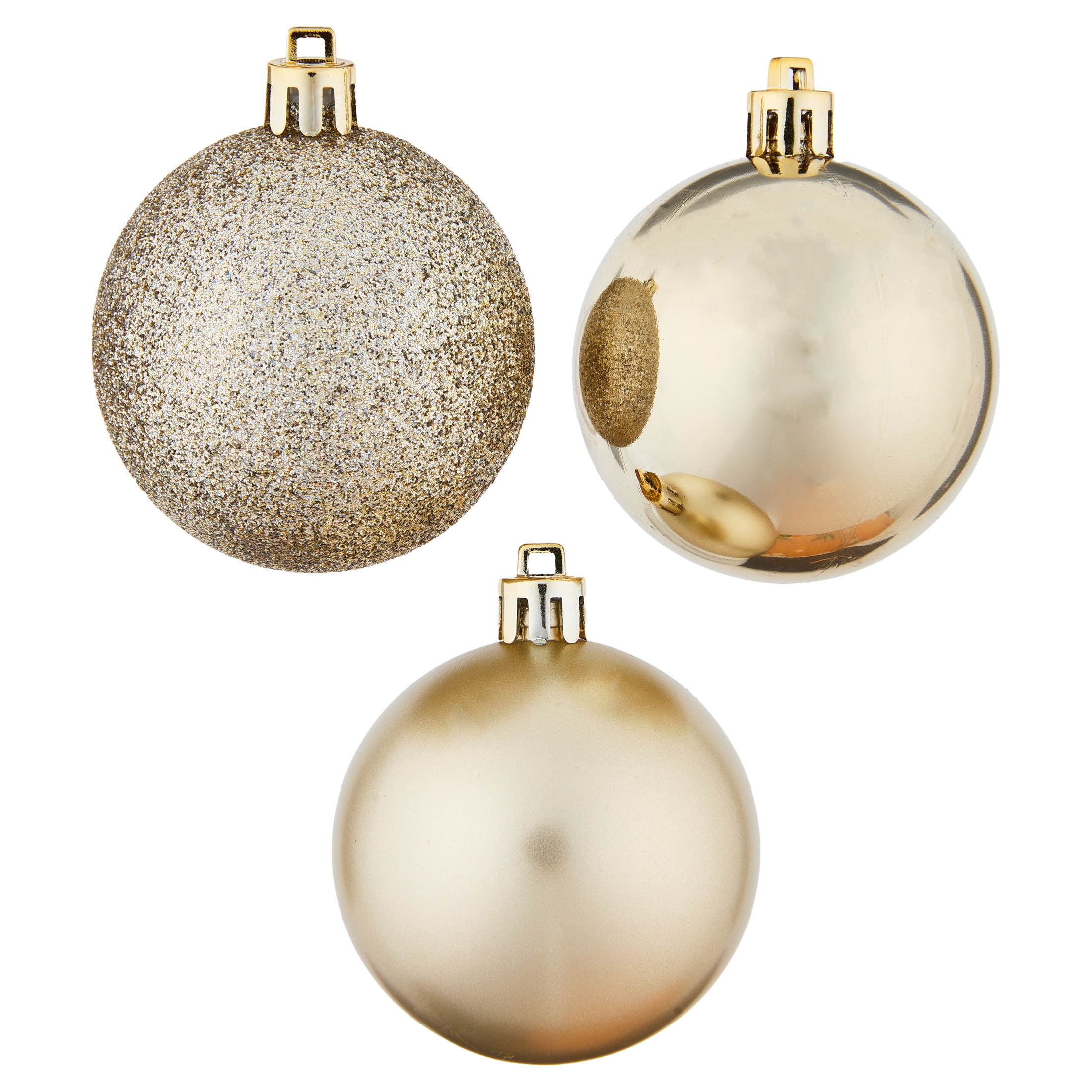 24-Count Champagne Ball Shatterproof Christmas Ornaments, 2.8", by Holiday Time