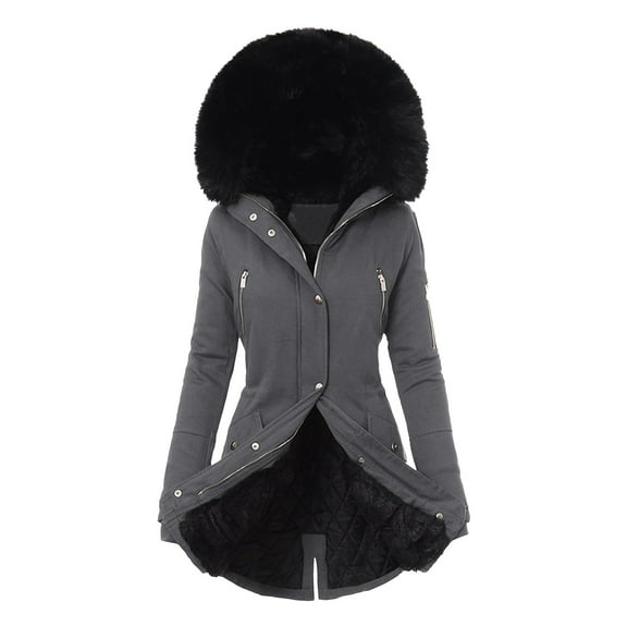 Long Winter Coats for Women Winter Coats for Women Plus Size Hooded Outerwear Thick Warm Puffer Down Zip up Thick Jacket Windproof Trench Coat Long Sleeve Cardigan for Women
