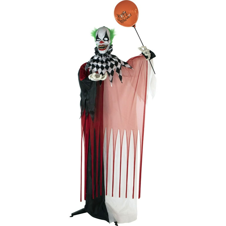Haunted Hill Farm 71-In. Animatronic Clown, Indoor/Outdoor Halloween  Decoration, Flashing Red Eyes, Poseable, Battery-Operated, HHCLOWN-7FLSA