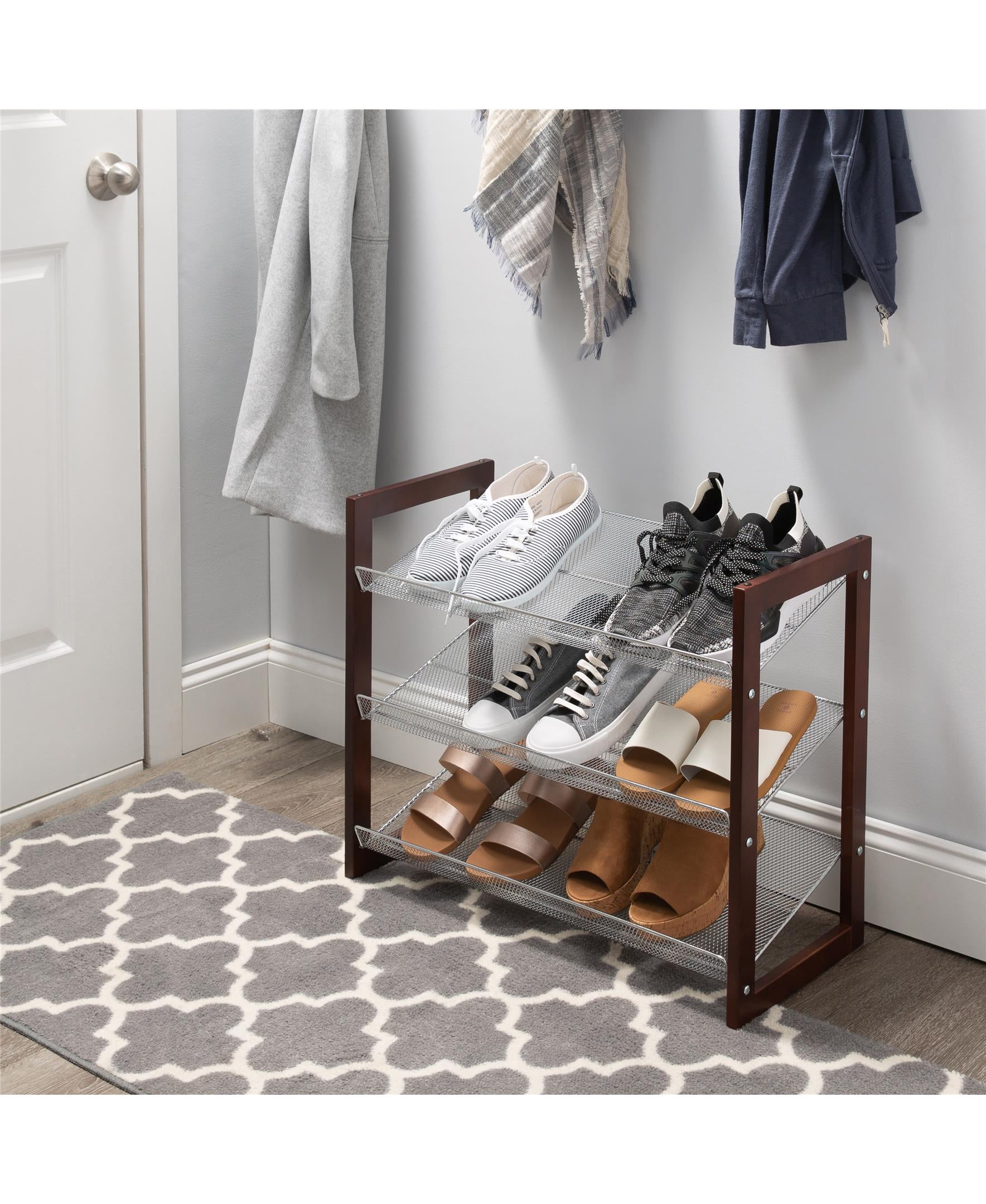 Organize It All 3 Tier Mesh Shelf Stackable Shoe Rack : Target