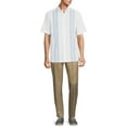 thumbnail image 3 of Cafe Luna Men's Short Sleeve Linen Cotton Panel Woven Shirt, 3 of 6