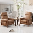 thumbnail image 5 of WingBack Recliner Chair, Comfy Armchair PU Leather Living Room Chairs with Wood Legs Adjustable, Cocoa, 5 of 8