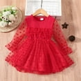 thumbnail image 2 of TAIAOJING Toddler Baby Girls Dress Children Kids Baby Girls Long Sleeve Solid Polka Dot Tulle Dress Princess Dress Outfits Clothes, 2 of 8