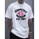 thumbnail image 1 of Men's 100% Cotton T-Shirt - New York 1987 Est. Design, Casual Street Style Knit Fabric, Round Neck Short Sleeve Top for Summer, Navy Blue with Stylish Print, Relaxed Fit for Casual Attire, Summer Cas, 1 of 6