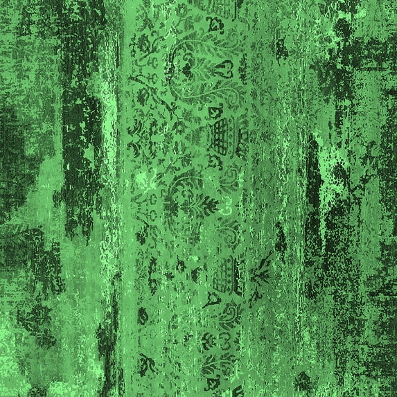 Ahgly Company Indoor Square Oriental Emerald Green Industrial Area Rugs, 5' Square