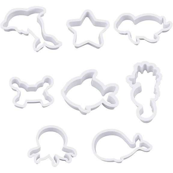 Plastic 1 set 8 style Plastic Cookie Cutters Polymer Clay Cutters Marine Animal Clay Cutter White Marine Life Cookies Fondant Moulds for DIY Biscuit Baking Tool