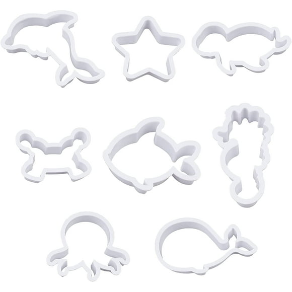 8 Styles Plastic Cookie Cutters Ocean Cookie Cutters Polymer Clay Cutters Marine Animal Clay Cutter White Marine Life Cookies Fondant Moulds for DIY Biscuit Baking Tool