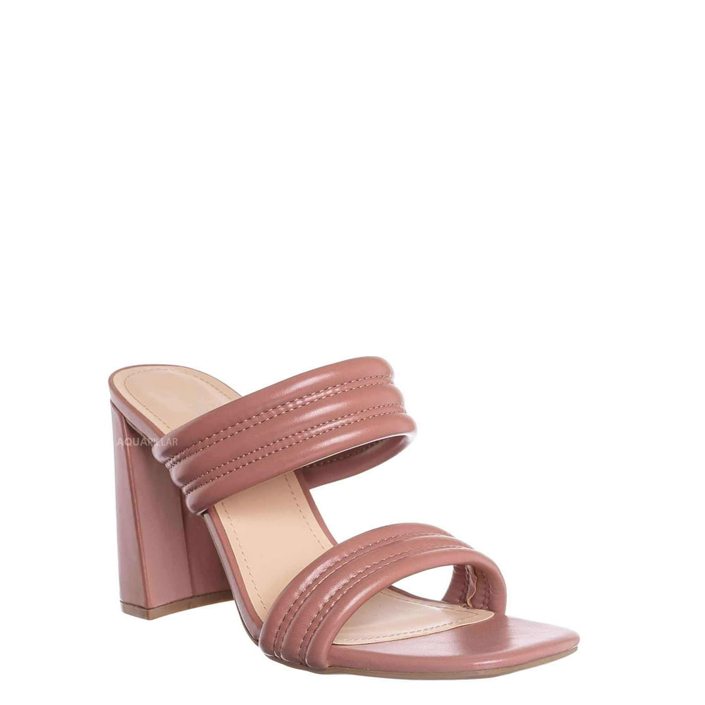 bamboo block heel sandals