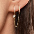 thumbnail image 4 of Double Earring Long Chain Star Studded Diamond Pendant Earrings, 925 Sterling Silver, Party Wedding Jewelry Gift, 4 of 4