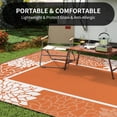 thumbnail image 3 of SIXHOME Outdoor Rug 5'x8' Waterproof Reversible Patio Rug Floral Border Plastic Straw Indoor Outdoor Rug for RV Camping Garden Picnic Beach Deck Backyard Porch Decor Orange and White, 3 of 6