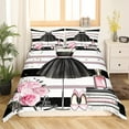 thumbnail image 2 of Black Dress Duvet Cover Modern Fashion Bedding Sets Modern Themed Comforter Cover Fashion Woman Dress Bedspread Cover Pink High Heels Romantic Makeup Decor Bedding（No Comforter）, 2 of 5
