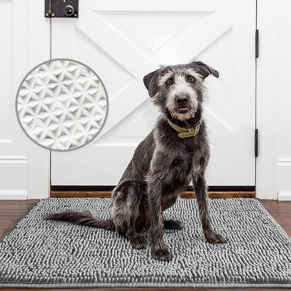 DweIke Chenille Bathroom Mats With Non-Slip Backing Machine Washable Indoor Durable Rug 24"x36",Gray