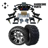 Hardcore Parts 6” Heavy Duty Double A-Arm Suspension Lift Kit for Club Car PRECEDENT Golf Cart (2004 ) with 14" Machined/Black 'Vampire' Wheels and 23"x10"-14 DOT rated All-Terrain tires