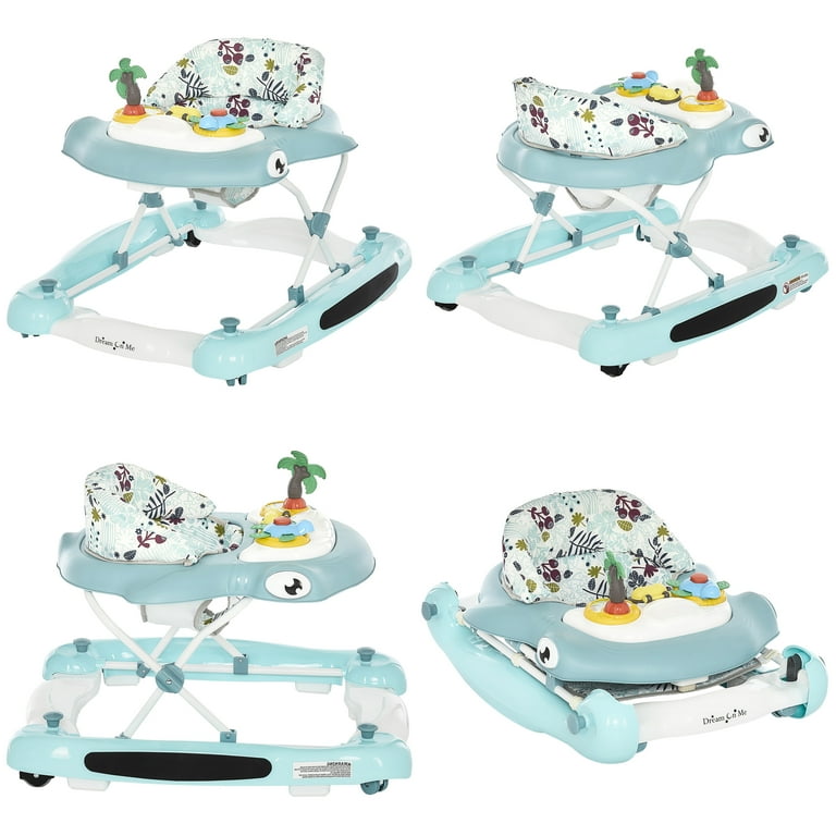 Dream on Me 2-in-1 Aloha Fun Activity Baby Walker in Blue, Easy to - Main Image