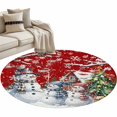 thumbnail image 6 of Red Christmas Round Rug 3ft Washable Circle Entryway Rugs Non Slip Xmas Winter Snowman Snowflakes Trees Area Rug Indoor Floor Carpet for Bedroom Kitchen Living Room Home Office Dining Room Nursery, 6 of 8