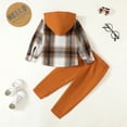 thumbnail image 3 of Kucnuzki 3T Toddler Boy Winter Outfits Pants Sets 4T Long Sleeve Gentle Lattice Hoodie Sweatshirt Top Elastic Pants 2PCS Set Beige, 3 of 9