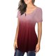 thumbnail image 3 of Puntoco Mujeres O-Cuello Manga Corta Gradiente Tirantes Hombro Camiseta tops Blusas Puntoco Puntoco-962, 3 of 8