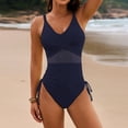 thumbnail image 3 of RUTAYY Women's One Piece Swimsuits Casual Solid Color Mesh Drawstring Breathable Comfortable Beach Swim Bathing Suits, 3 of 9